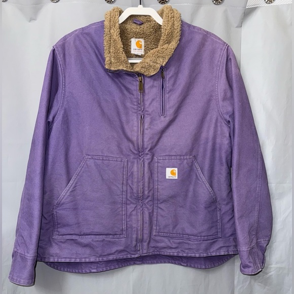 Carhartt Women's Sherpa Lined Sandstone Canyon Jacket Zip Front Purple Size XL - Picture 2 of 11